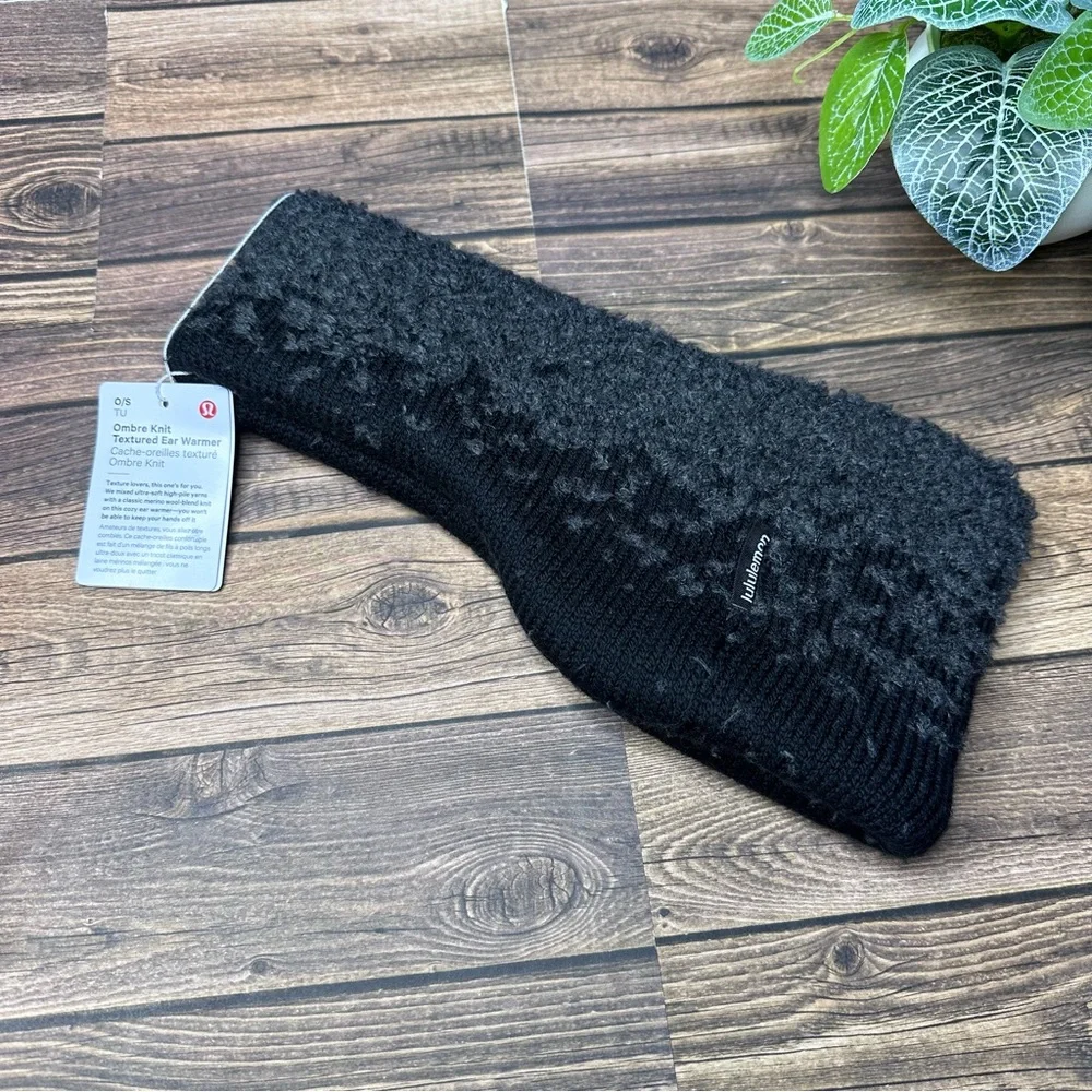 NWT Lululemon Ombre Knit Textured Ear Warmer ONE SIZE (Black Grey) - Picture 1 of 10